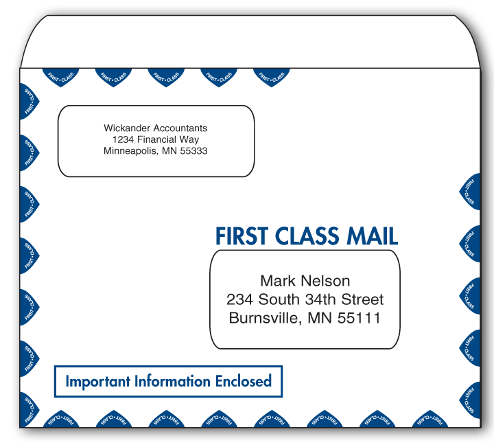 Image for item #07-430: InTax Envelope: LANDSCAPE 1st Class Dual Window