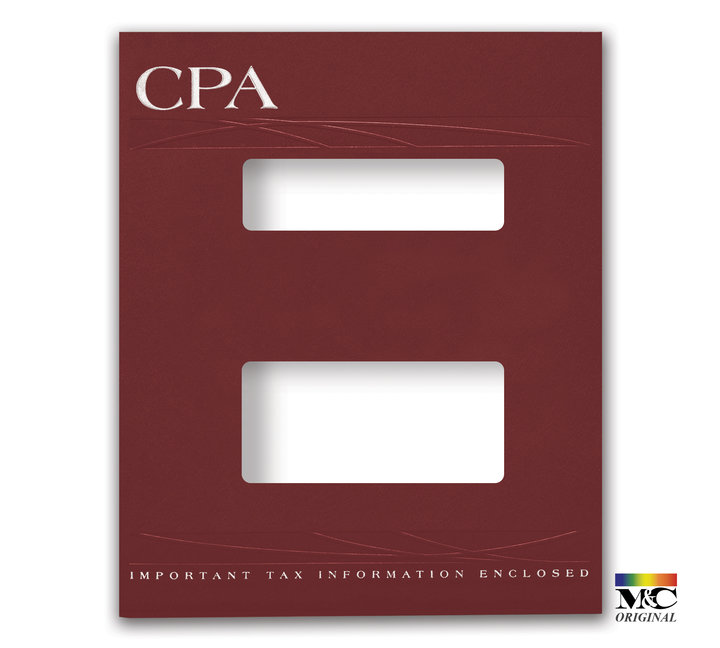 Image for item #12-765a: MultiTax Folder: CPA Embossed and Foil Center Cut Top Tab - Burgundy