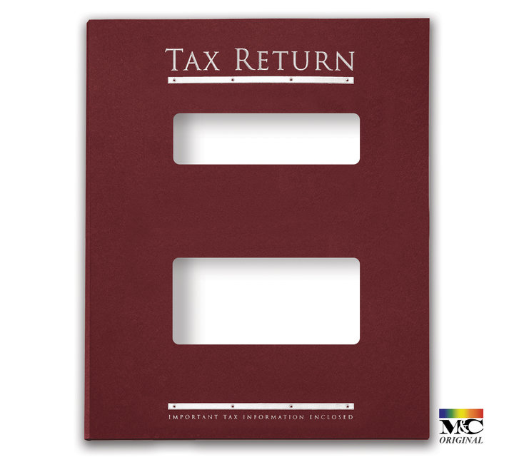 Image for item #12-765b: MultiTax Folder: Tax Return Embossed and Foil Center Cut Top Tab - Burgundy