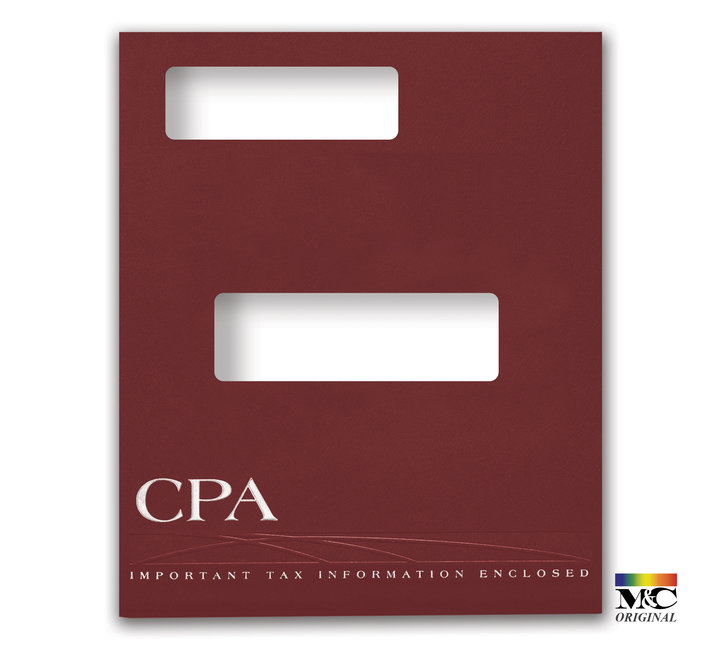 Image for item #12-825a: ProTax Folder: CPA Embossed and Foil Return Cut Top Tab - Burgundy