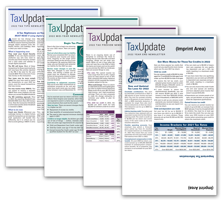 Image for item #33-101: SELF-Mailer Tax Update Newsletter-SUBS imprinted