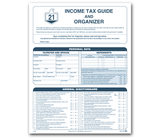Image for item #01-600: 4 pg Tax Guide & Organizer - Item: #01-600