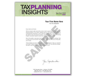 Image for item #03-311: Tax Planning Insights Letter - Year-End Issue