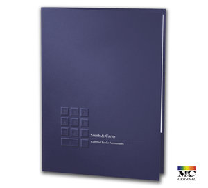Image for item #10-5122: Calculator Embossed 3/8" Spine Top Tab Folder (Navy) - Item: #10-5122