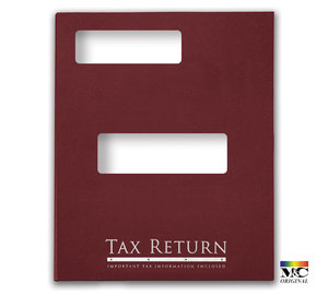 Image for item #12-825b: ProTax Folder: Tax Return Embossed and Foil Return Cut Top Tab - Burgundy