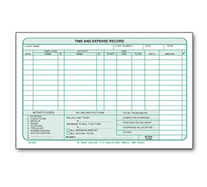 Image for item #18-000: Time & Expense Record Pad - Item: #18-000