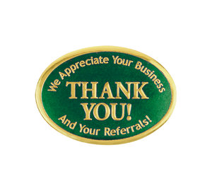 Image for item #40-210gg: Thank You Embossed Foil Seals (Green/Gold) - Item: #40-210gg