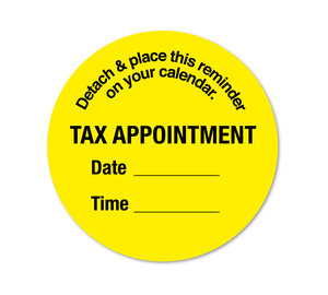 Image for item #40-L371: Round Yellow Tax Appointment Reminder Label