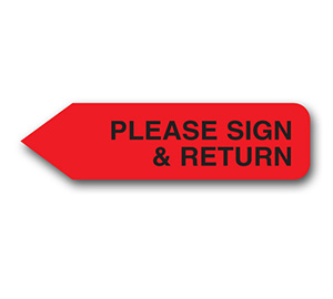 Image for item #51-300: Red Please Sign & Return - 120 Disp. - Item: #51-300