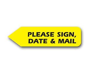Image for item #51-501: Yellow Pls Sign, Date & Mail-Bulk 750 - Item: #51-501