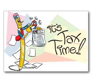 Image for item #70-201: Pencilman Tax Time Postcard (25/Pack) - Item: #70-201
