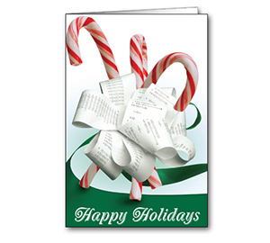 Image for item #70-6151: Ribbon Candy Cane Greeting Card - (25/Pack) - Item: #70-6151