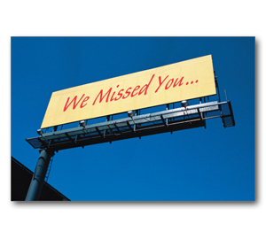 Image for item #70-851: Missed You Billboard Postcard (25/Pack) - Item: #70-851